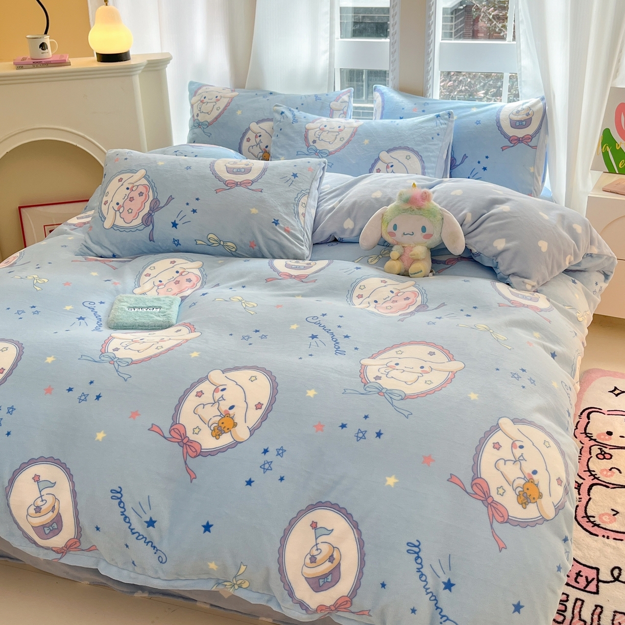 91家纺网 家纺一手货源 找家纺 （总）博雅 2025新款三丽鸥正版授权高克重牛奶绒小版四件套提供买家秀