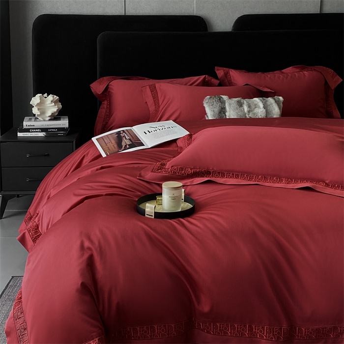 91家纺网 家纺一手货源 找家纺 南泉坊 2025新款纯棉长绒棉镂空四件套-奥兰多 奥兰多红