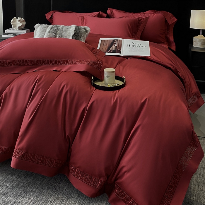 南泉坊 2025新款纯棉长绒棉镂空四件套-奥兰多 奥兰多红