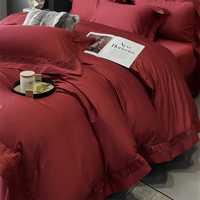 91家纺网 家纺一手货源 找家纺 南泉坊 2025新款纯棉长绒棉镂空四件套-奥兰多 奥兰多红