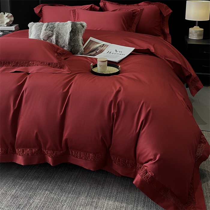 91家纺网 家纺一手货源 找家纺 南泉坊 2025新款纯棉长绒棉镂空四件套-奥兰多 奥兰多红