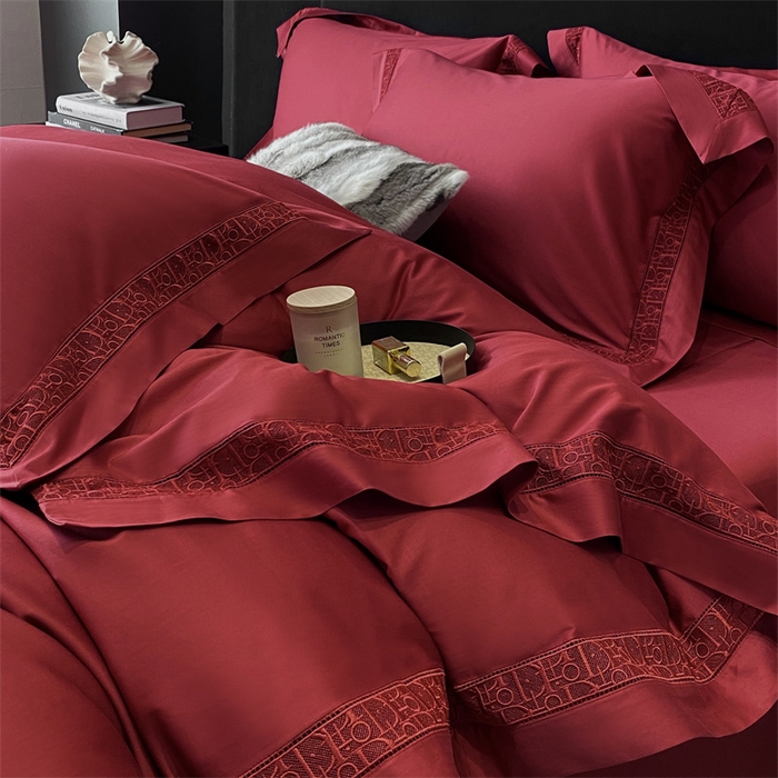 91家纺网 家纺一手货源 找家纺 南泉坊 2025新款纯棉长绒棉镂空四件套-奥兰多 奥兰多红