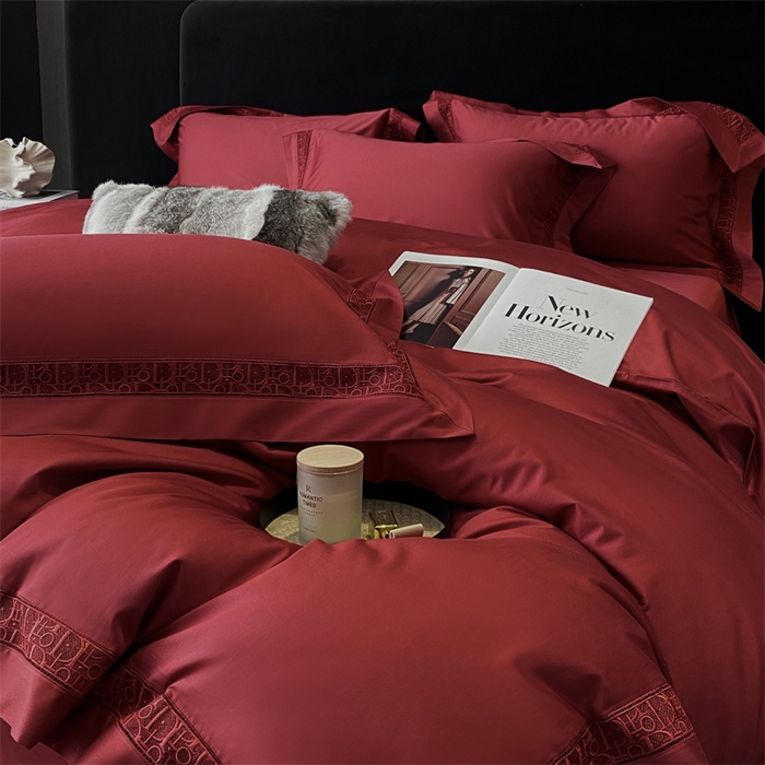 91家纺网 家纺一手货源 找家纺 南泉坊 2025新款纯棉长绒棉镂空四件套-奥兰多 奥兰多红