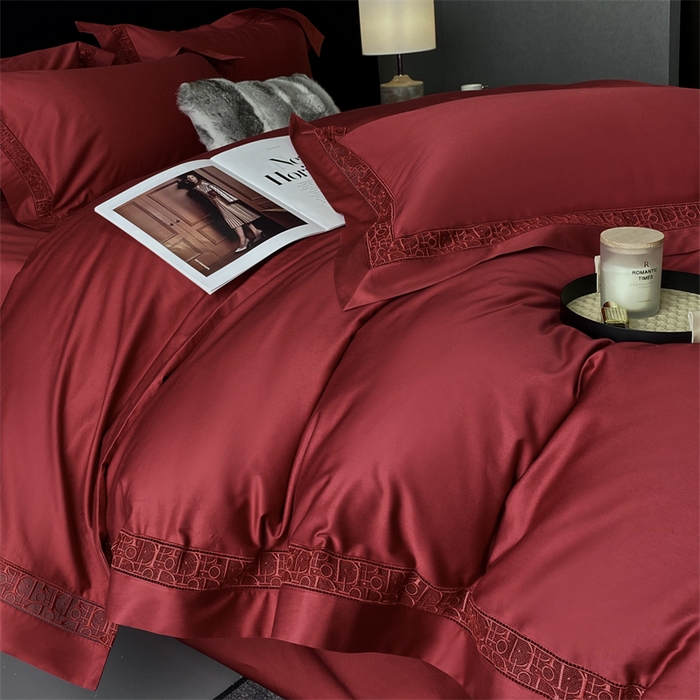 91家纺网 家纺一手货源 找家纺 南泉坊 2025新款纯棉长绒棉镂空四件套-奥兰多 奥兰多红