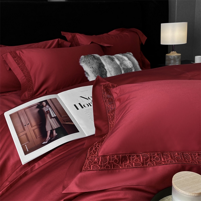 91家纺网 家纺一手货源 找家纺 南泉坊 2025新款纯棉长绒棉镂空四件套-奥兰多 奥兰多红