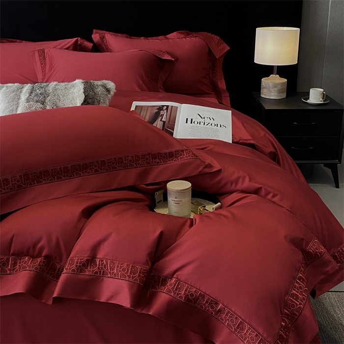 91家纺网 家纺一手货源 找家纺 南泉坊 2025新款纯棉长绒棉镂空四件套-奥兰多 奥兰多红