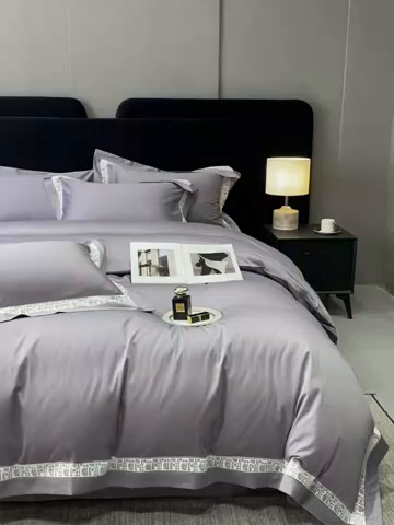 91家纺网 家纺一手货源 找家纺 南泉坊 2025新款纯棉长绒棉镂空四件套-奥兰多 奥兰多灰