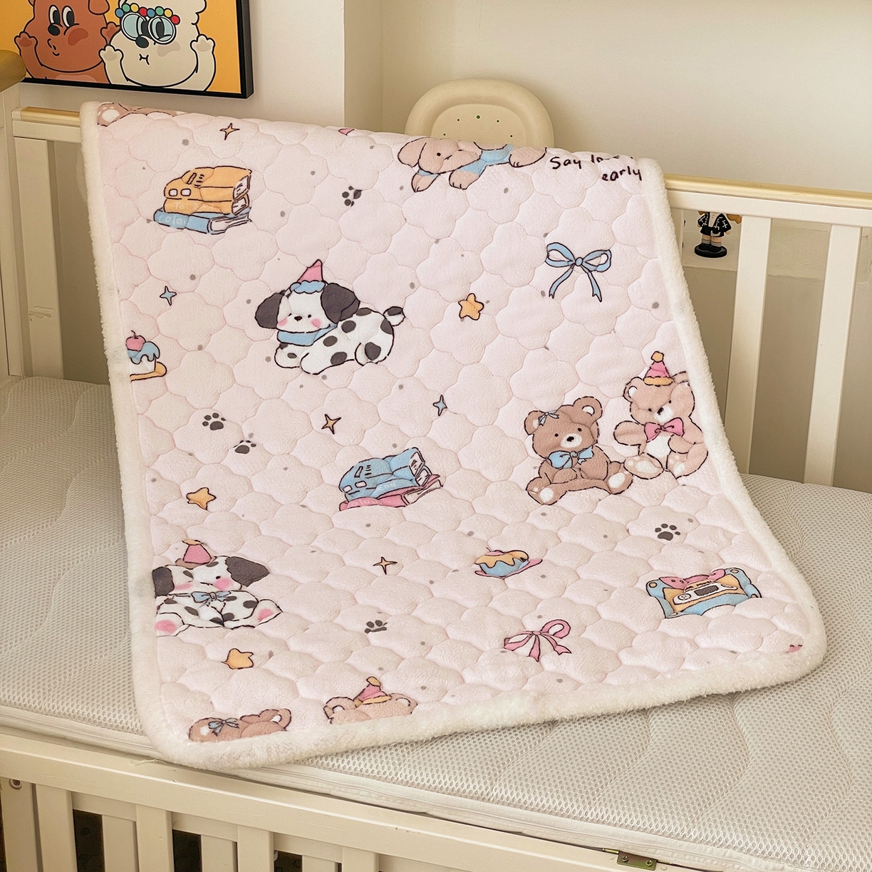 91家纺网 家纺一手货源 找家纺 富馨莱 2025新款幼儿园床垫支持定制尺寸 甜心汪汪