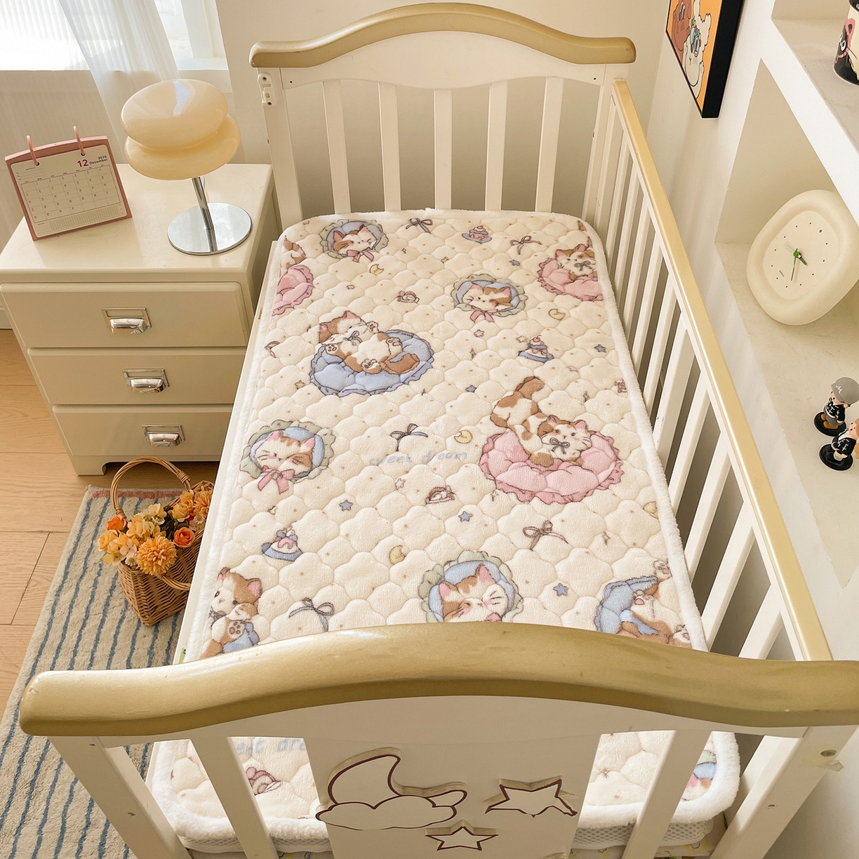 91家纺网 家纺一手货源 找家纺 富馨莱 2025新款幼儿园床垫支持定制尺寸 小猫咪