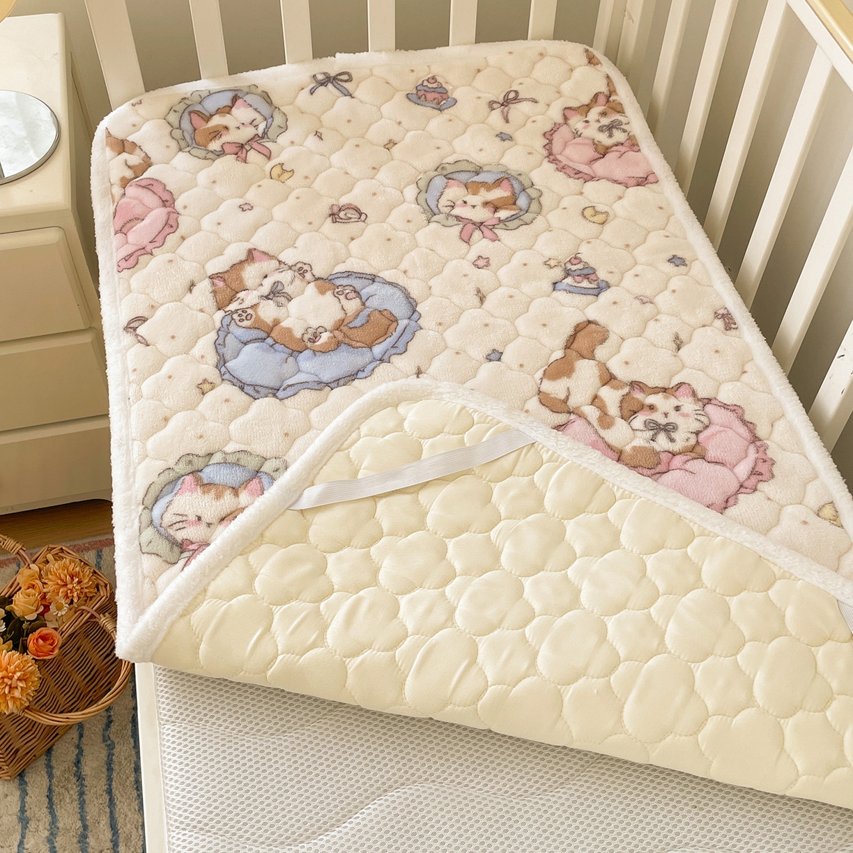 91家纺网 家纺一手货源 找家纺 富馨莱 2025新款幼儿园床垫支持定制尺寸 小猫咪