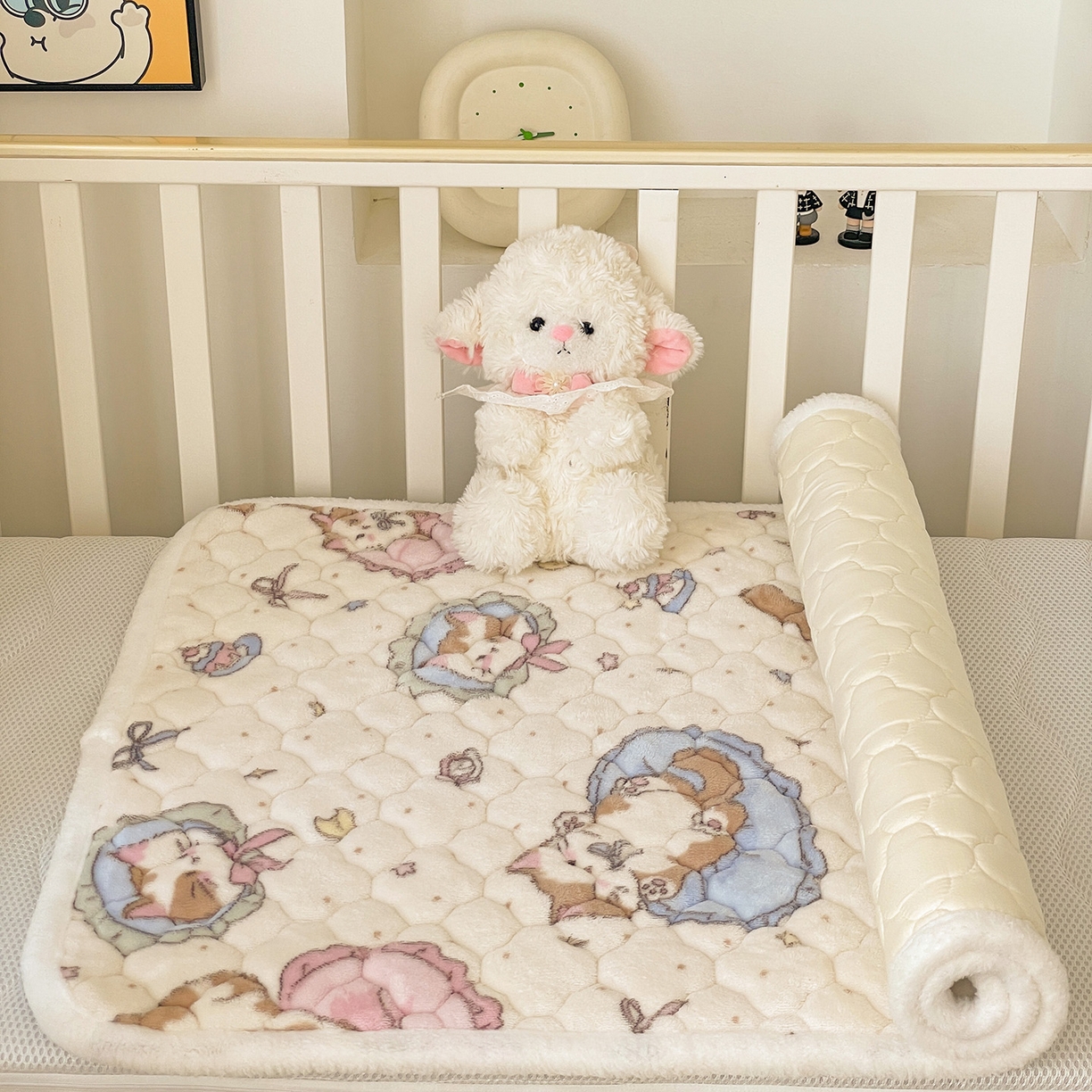 91家纺网 家纺一手货源 找家纺 富馨莱 2025新款幼儿园床垫支持定制尺寸 小猫咪