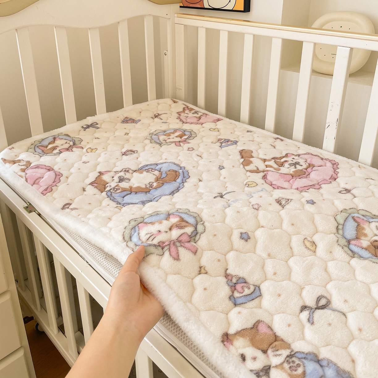 91家纺网 家纺一手货源 找家纺 富馨莱 2025新款幼儿园床垫支持定制尺寸 小猫咪