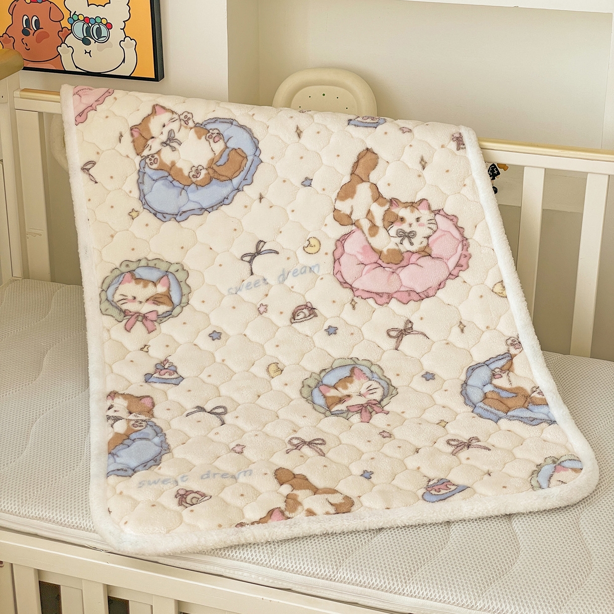 91家纺网 家纺一手货源 找家纺 富馨莱 2025新款幼儿园床垫支持定制尺寸 小猫咪