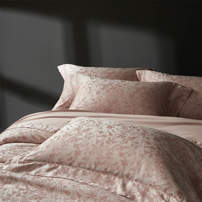 91家纺网 家纺一手货源 找家纺 南泉坊 2025新款50支天丝棉色织提花四件套 晨曦 粉