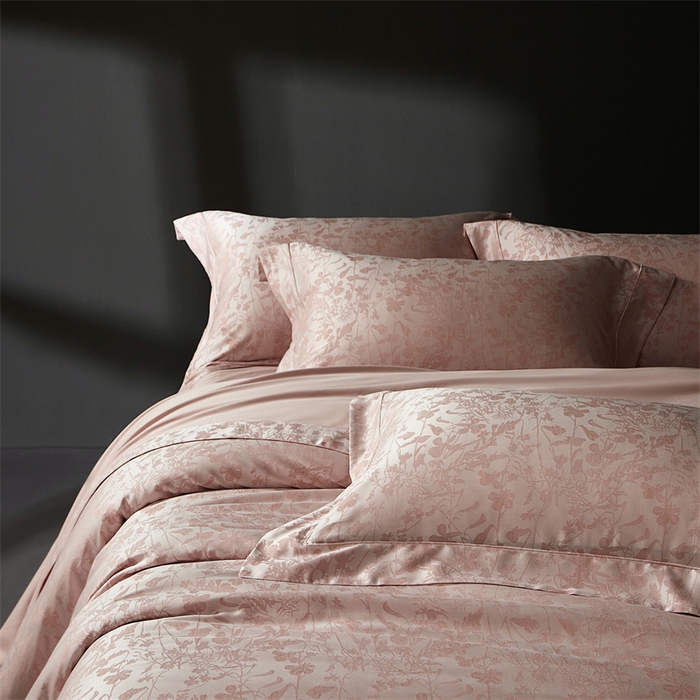 91家纺网 家纺一手货源 找家纺 南泉坊 2025新款50支天丝棉色织提花四件套 晨曦 粉