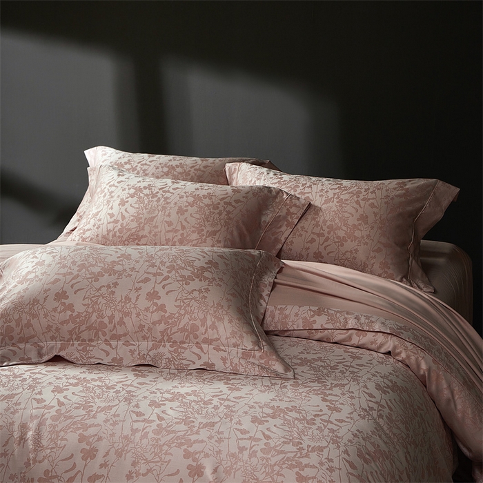 91家纺网 家纺一手货源 找家纺 南泉坊 2025新款50支天丝棉色织提花四件套 晨曦 粉