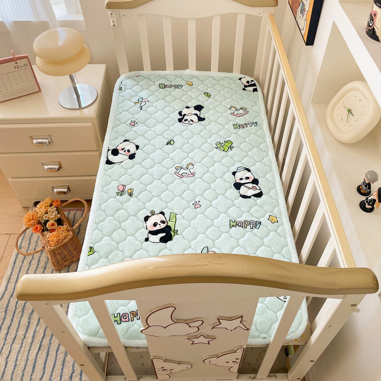 91家纺网 家纺一手货源 找家纺 富馨莱 2025新款幼儿园床垫支持定制尺寸 熊猫仔仔