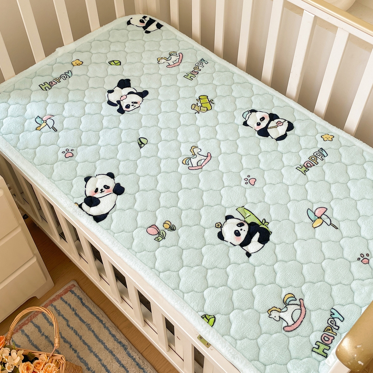 91家纺网 家纺一手货源 找家纺 富馨莱 2025新款幼儿园床垫支持定制尺寸 熊猫仔仔