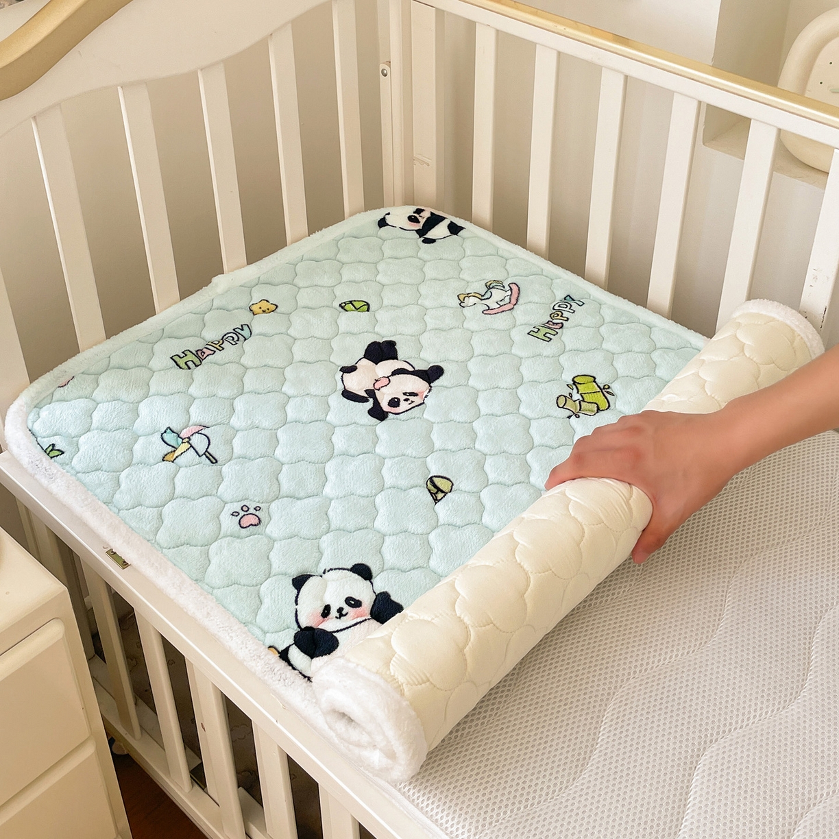 91家纺网 家纺一手货源 找家纺 富馨莱 2025新款幼儿园床垫支持定制尺寸 熊猫仔仔