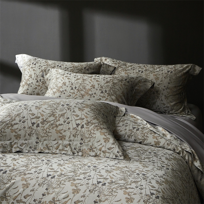 91家纺网 家纺一手货源 找家纺 南泉坊 2025新款50支天丝棉色织提花四件套 晨曦卡其