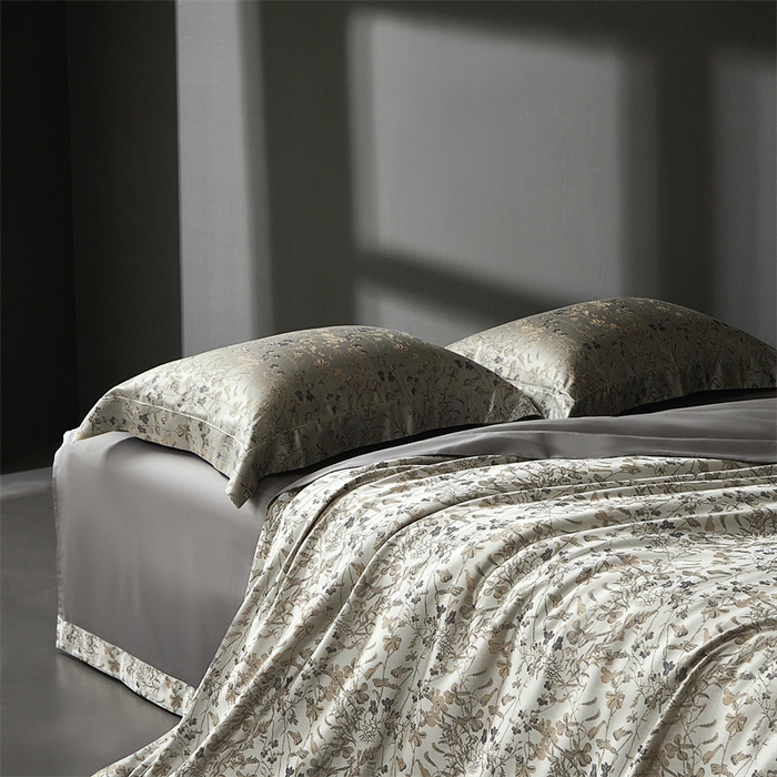 91家纺网 家纺一手货源 找家纺 南泉坊 2025新款50支天丝棉色织提花四件套 晨曦卡其