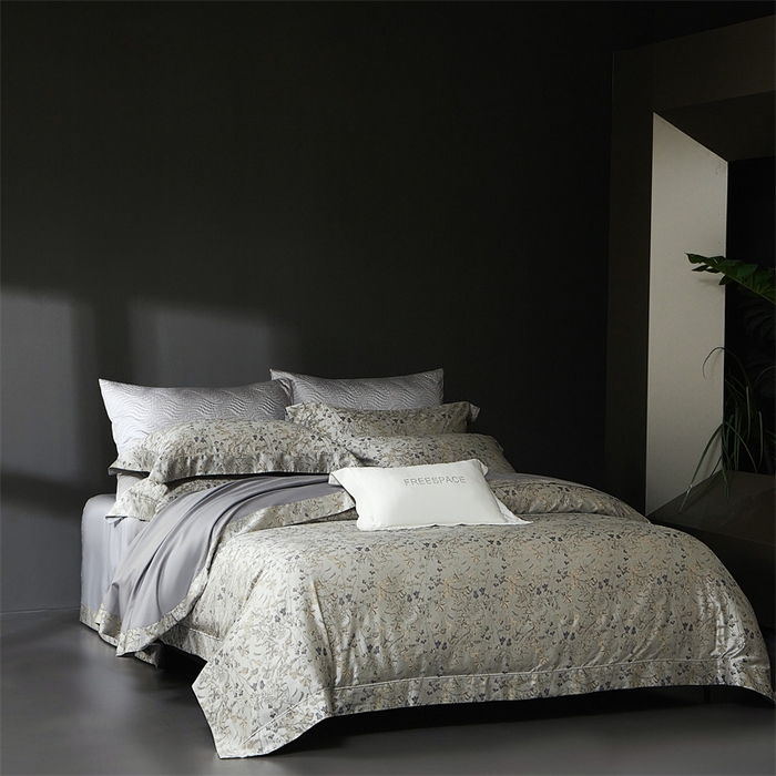 91家纺网 家纺一手货源 找家纺 南泉坊 2025新款50支天丝棉色织提花四件套 晨曦卡其