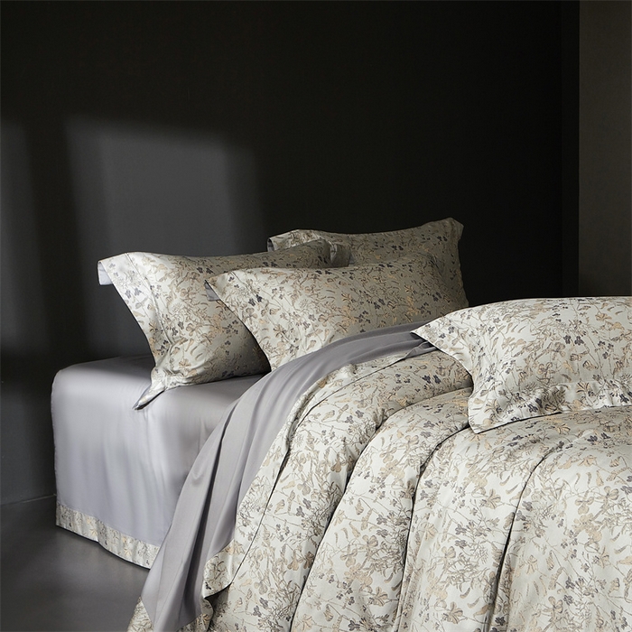 91家纺网 家纺一手货源 找家纺 南泉坊 2025新款50支天丝棉色织提花四件套 晨曦卡其