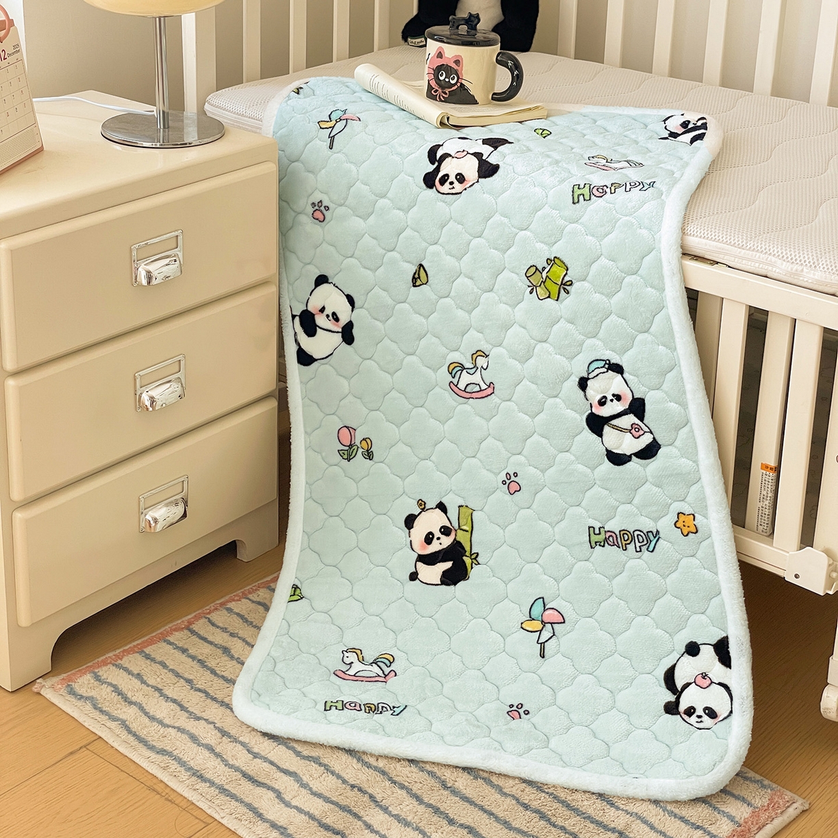 91家纺网 家纺一手货源 找家纺 富馨莱 2025新款幼儿园床垫支持定制尺寸 熊猫仔仔