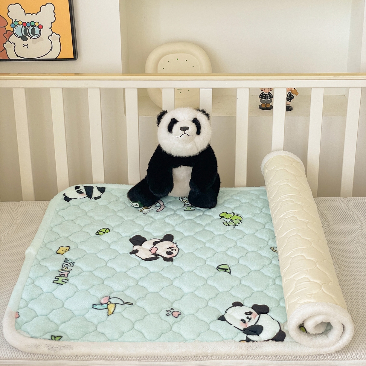 91家纺网 家纺一手货源 找家纺 富馨莱 2025新款幼儿园床垫支持定制尺寸 熊猫仔仔