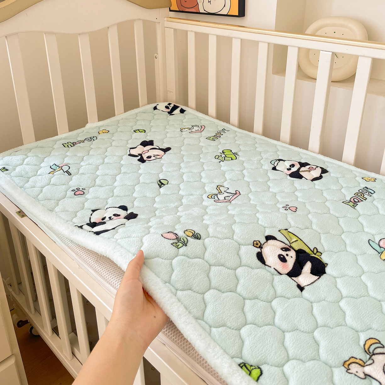 91家纺网 家纺一手货源 找家纺 富馨莱 2025新款幼儿园床垫支持定制尺寸 熊猫仔仔