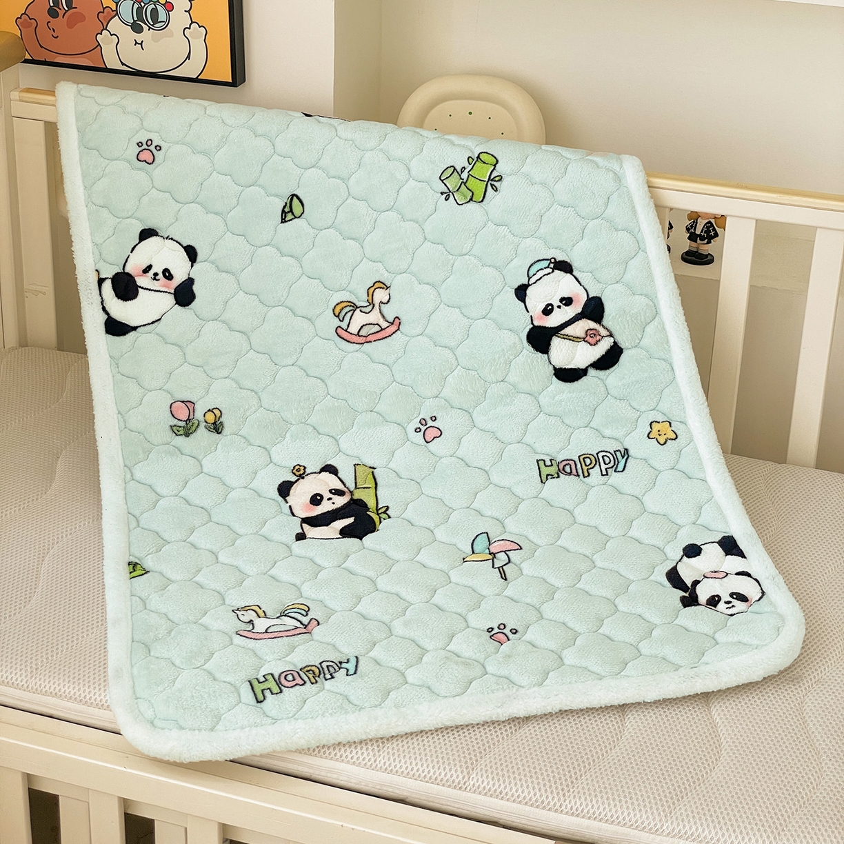 91家纺网 家纺一手货源 找家纺 富馨莱 2025新款幼儿园床垫支持定制尺寸 熊猫仔仔