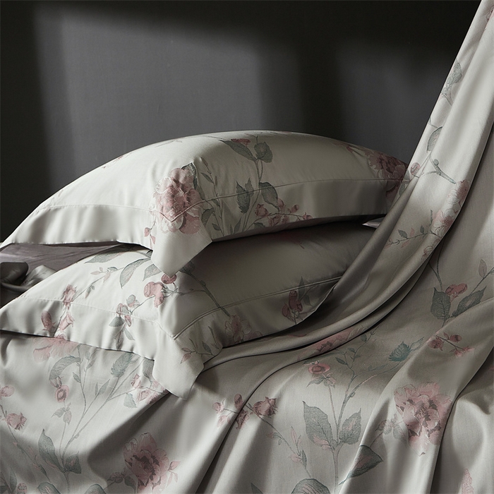 91家纺网 家纺一手货源 找家纺 南泉坊 2025新款50支天丝棉色织提花四件套 花海涧粉