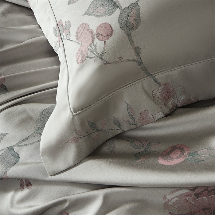 91家纺网 家纺一手货源 找家纺 南泉坊 2025新款50支天丝棉色织提花四件套 花海涧粉