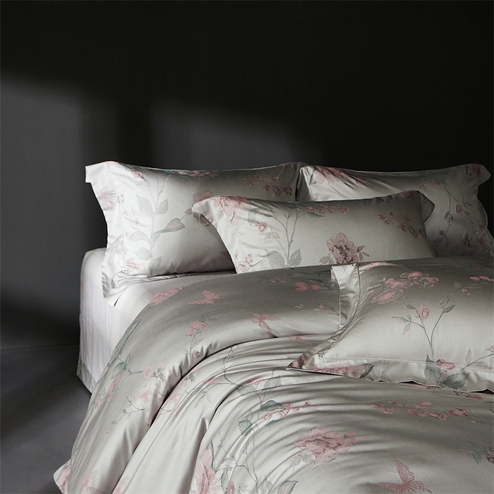 91家纺网 家纺一手货源 找家纺 南泉坊 2025新款50支天丝棉色织提花四件套 花海涧粉