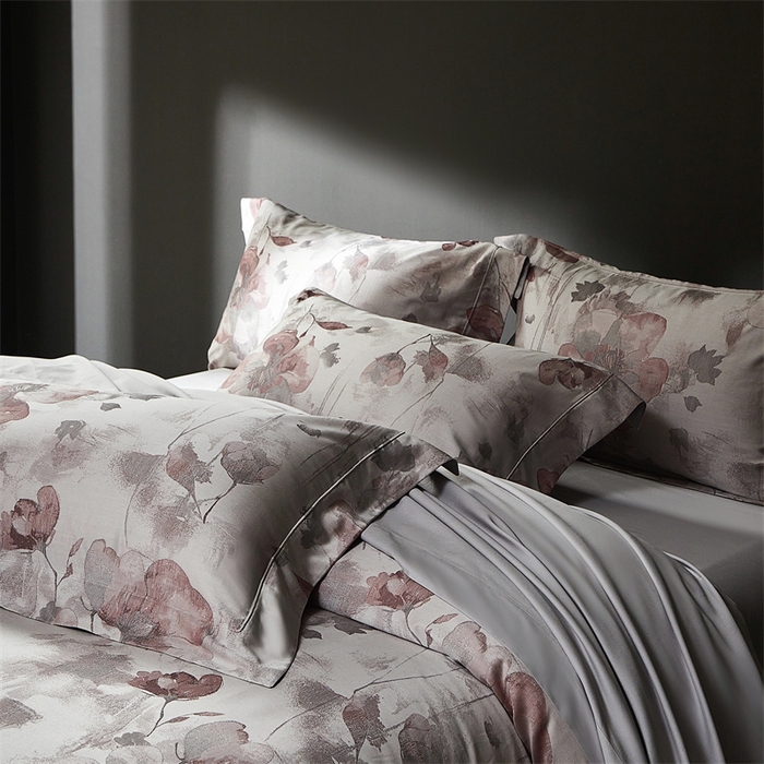 91家纺网 家纺一手货源 找家纺 南泉坊 2025新款50支天丝棉色织提花四件套 夕颜