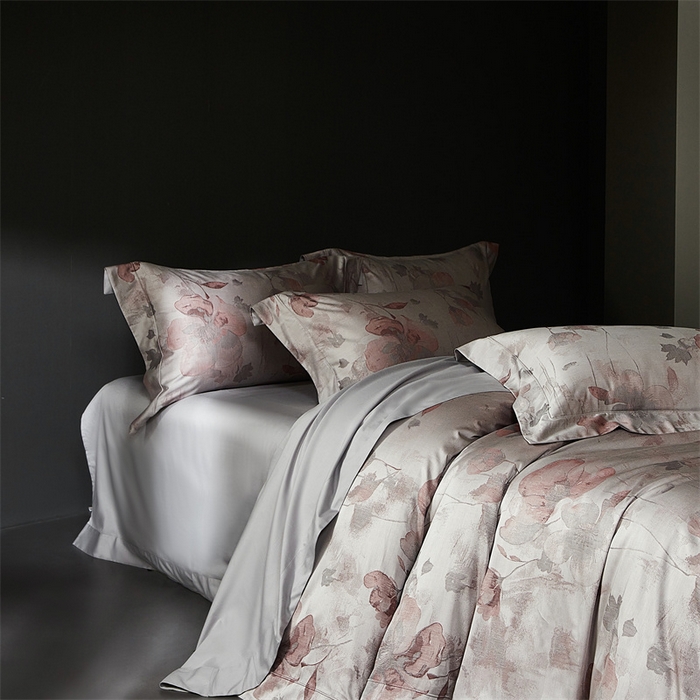 91家纺网 家纺一手货源 找家纺 南泉坊 2025新款50支天丝棉色织提花四件套 夕颜