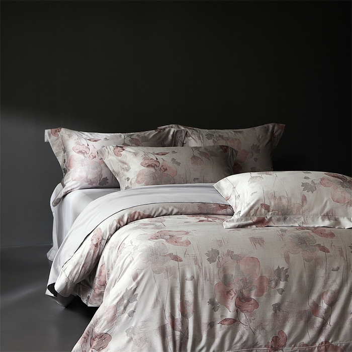 91家纺网 家纺一手货源 找家纺 南泉坊 2025新款50支天丝棉色织提花四件套 夕颜