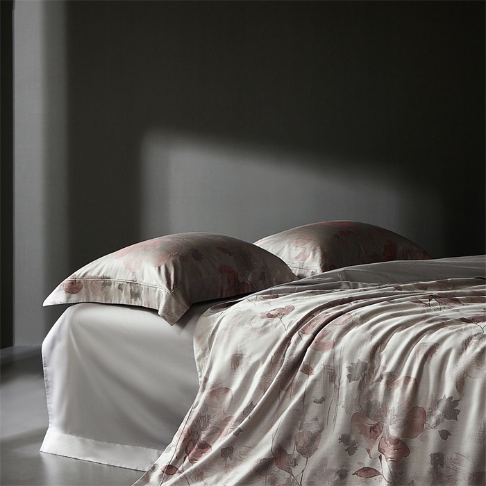 91家纺网 家纺一手货源 找家纺 南泉坊 2025新款50支天丝棉色织提花四件套 夕颜