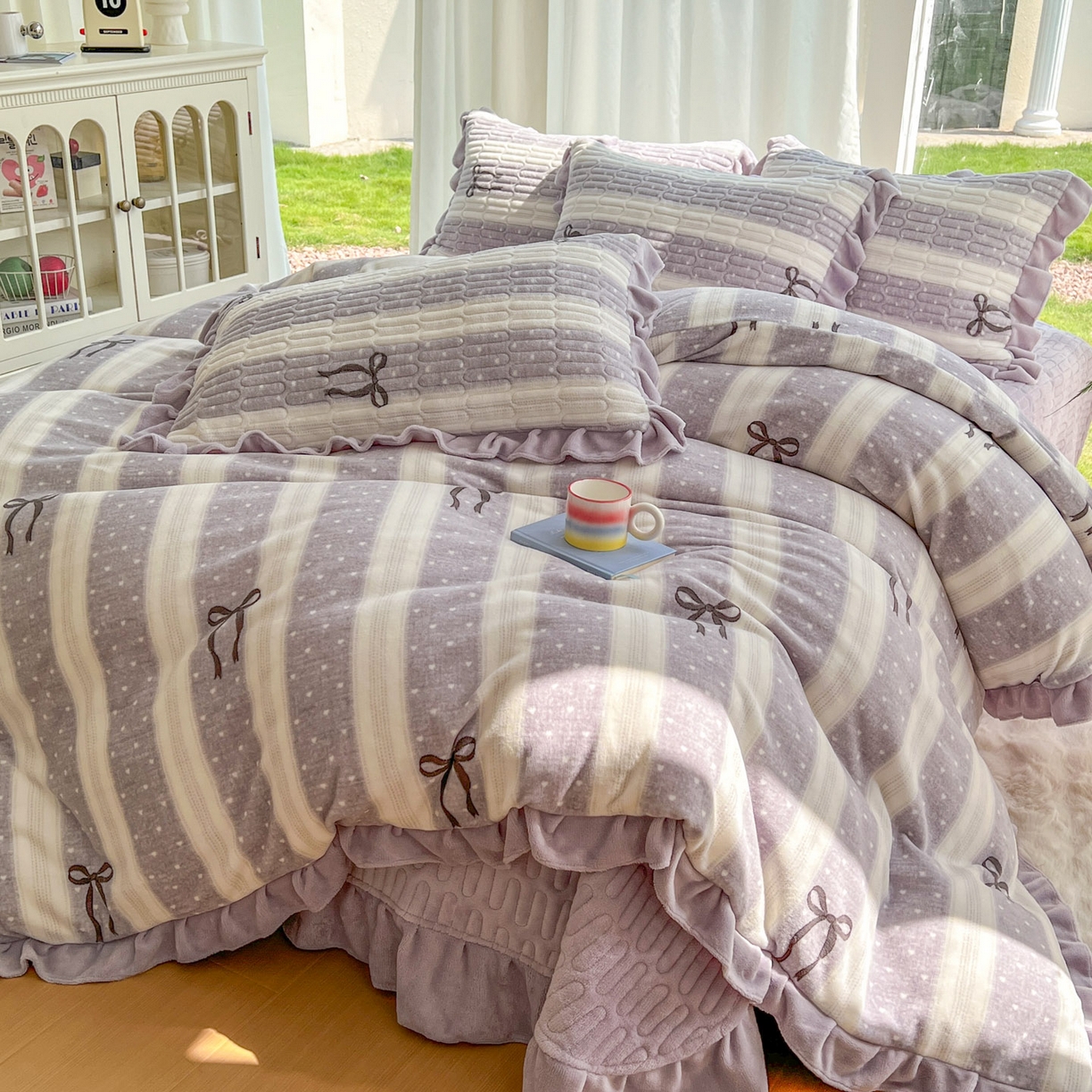 91家纺网 家纺一手货源 找家纺 （总）美梦家纺 2025新款花边牛奶绒床盖四件套