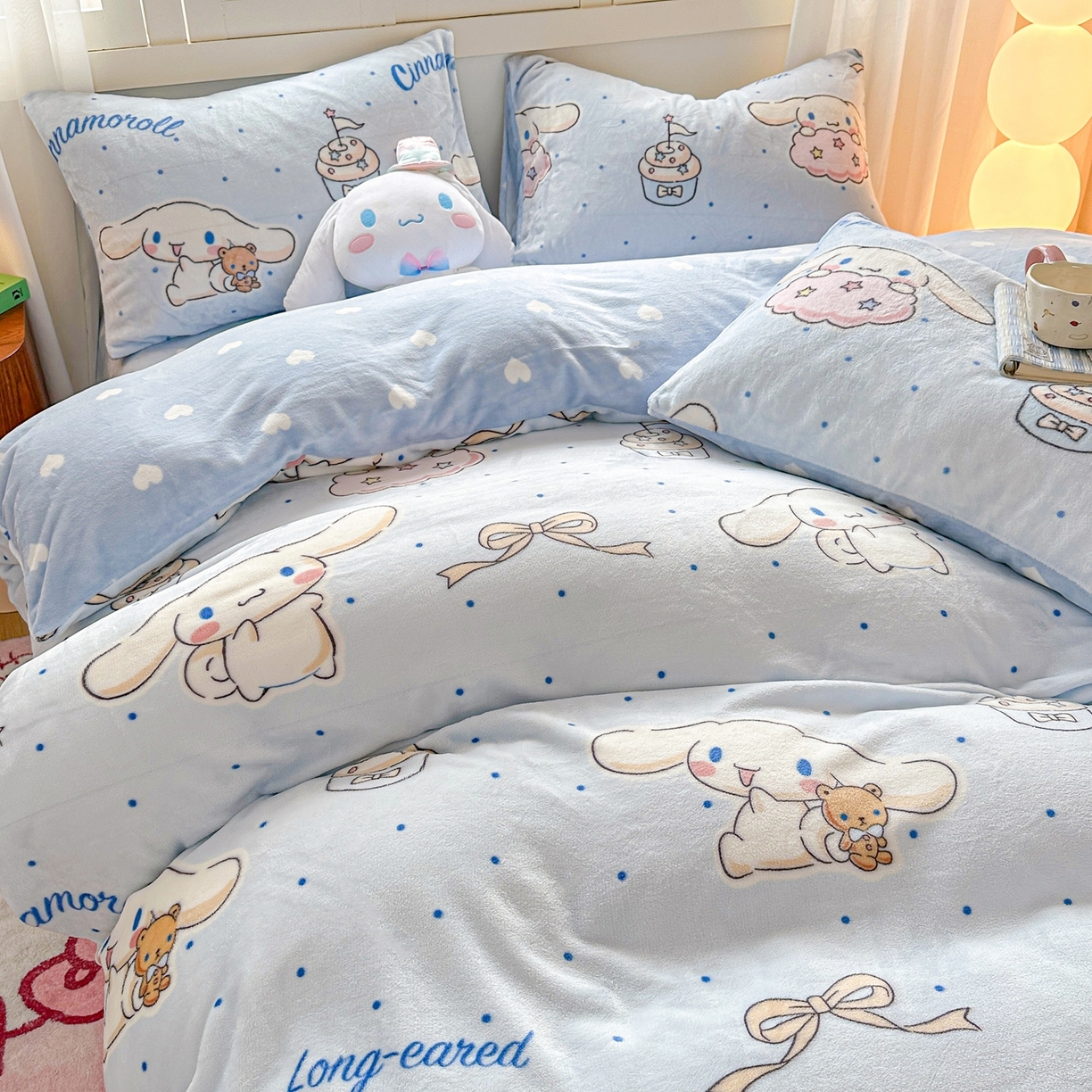 91家纺网 家纺一手货源 找家纺 博雅 2025新款三丽鸥正版授权高克重牛奶绒小版四件套提供买家秀 牛奶绒小版-点点玉桂狗