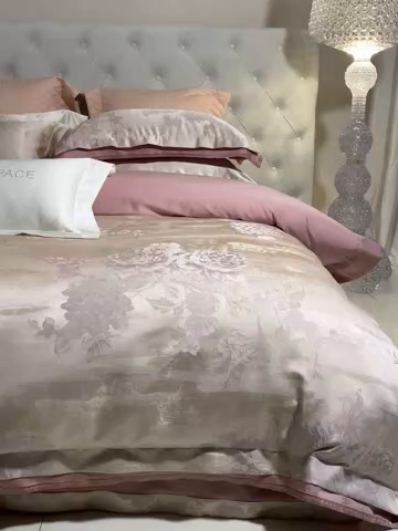 91家纺网 家纺一手货源 找家纺 南泉坊 2025新款高精密色织大提花四件套 水墨花语