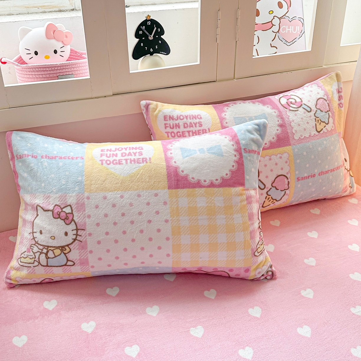 91家纺网 家纺一手货源 找家纺 博雅 2025新款三丽鸥正版授权高克重牛奶绒小版四件套提供买家秀 牛奶绒小版-粉色美乐蒂KT猫