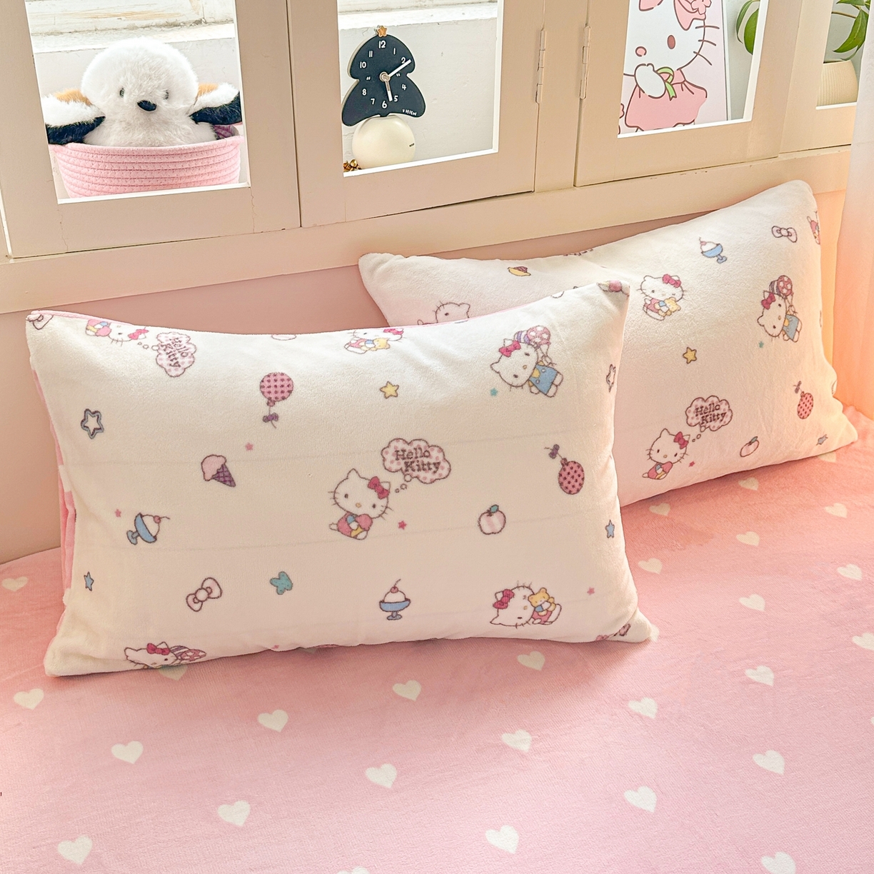 91家纺网 家纺一手货源 找家纺 博雅 2025新款三丽鸥正版授权高克重牛奶绒小版四件套提供买家秀 牛奶绒小版-美美KT专版花型