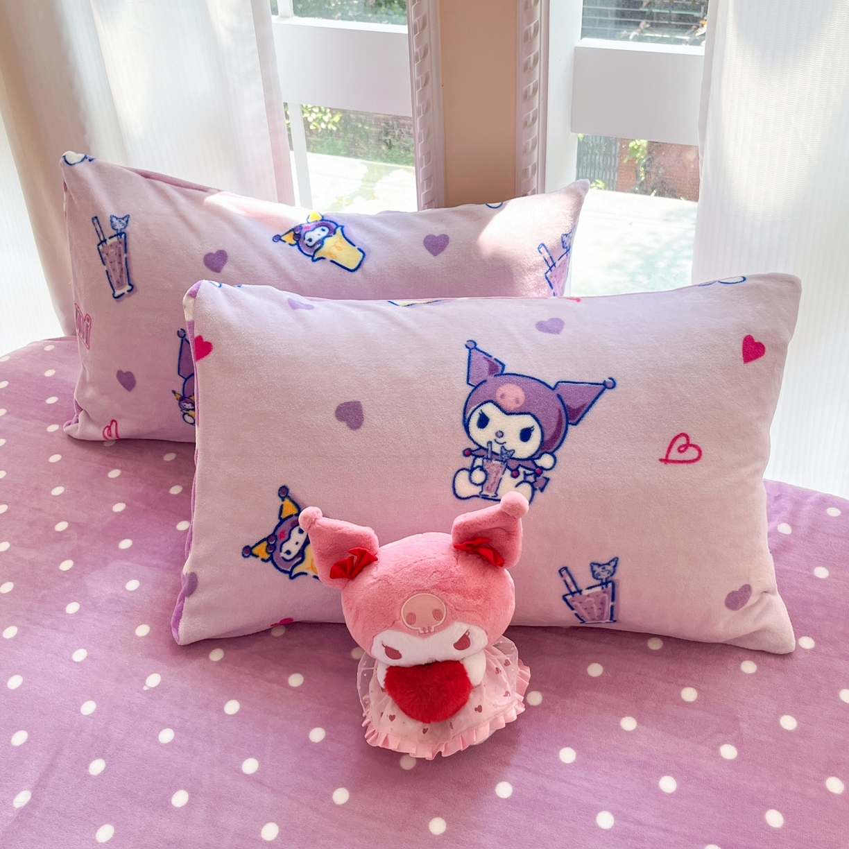 91家纺网 家纺一手货源 找家纺 博雅 2025新款三丽鸥正版授权高克重牛奶绒小版四件套提供买家秀 牛奶绒小版-奶茶库洛米专版花型