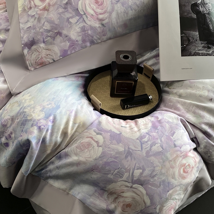 91家纺网 家纺一手货源 找家纺 南泉坊 2025新款长绒棉纯棉丝光工艺数码印花四件套 暮光之城 紫