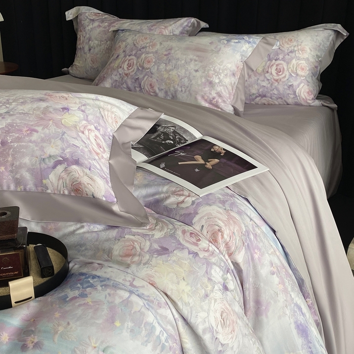 南泉坊 2025新款长绒棉纯棉丝光工艺数码印花四件套 暮光之城 紫