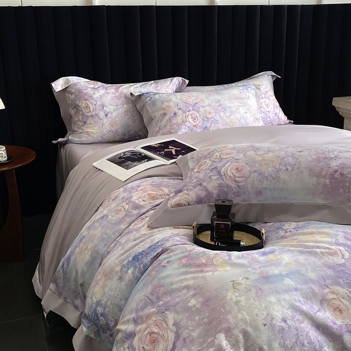 91家纺网 家纺一手货源 找家纺 南泉坊 2025新款长绒棉纯棉丝光工艺数码印花四件套 暮光之城 紫