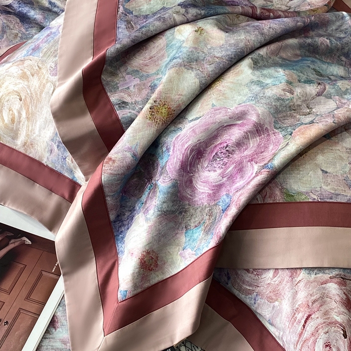 91家纺网 家纺一手货源 找家纺 南泉坊 2025新款长绒棉纯棉丝光工艺数码印花四件套 夏奇拉