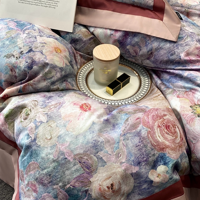 91家纺网 家纺一手货源 找家纺 南泉坊 2025新款长绒棉纯棉丝光工艺数码印花四件套 夏奇拉