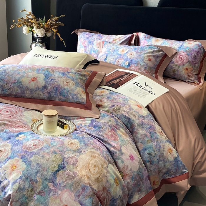 南泉坊 2025新款长绒棉纯棉丝光工艺数码印花四件套 夏奇拉